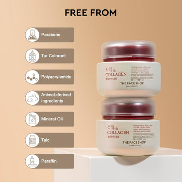 The Face Shop Pomegranate & Collagen Face Cream With 10% Marine Collagen & Pomegranate Extracts | Day & Night Cream to smooth wrinkles & give intense moisturization | Suitable For All Skin Types, 50ML